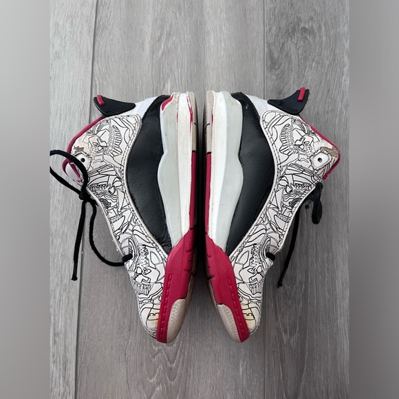 Nike Air Jordan Dub Zero White Red Black Bred Basketball Shoes - Picture 3 of 5